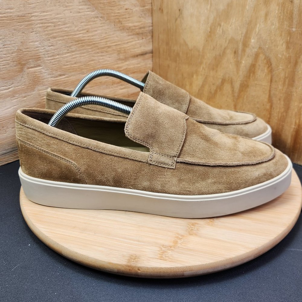 Vince Mens Toran Brown Leather Suede Slip On Apron Toe Loafers Size 10.5